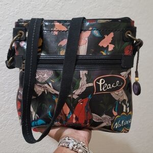 Sakroots Black Hippie Hobo Birdprint Crossbody Bag